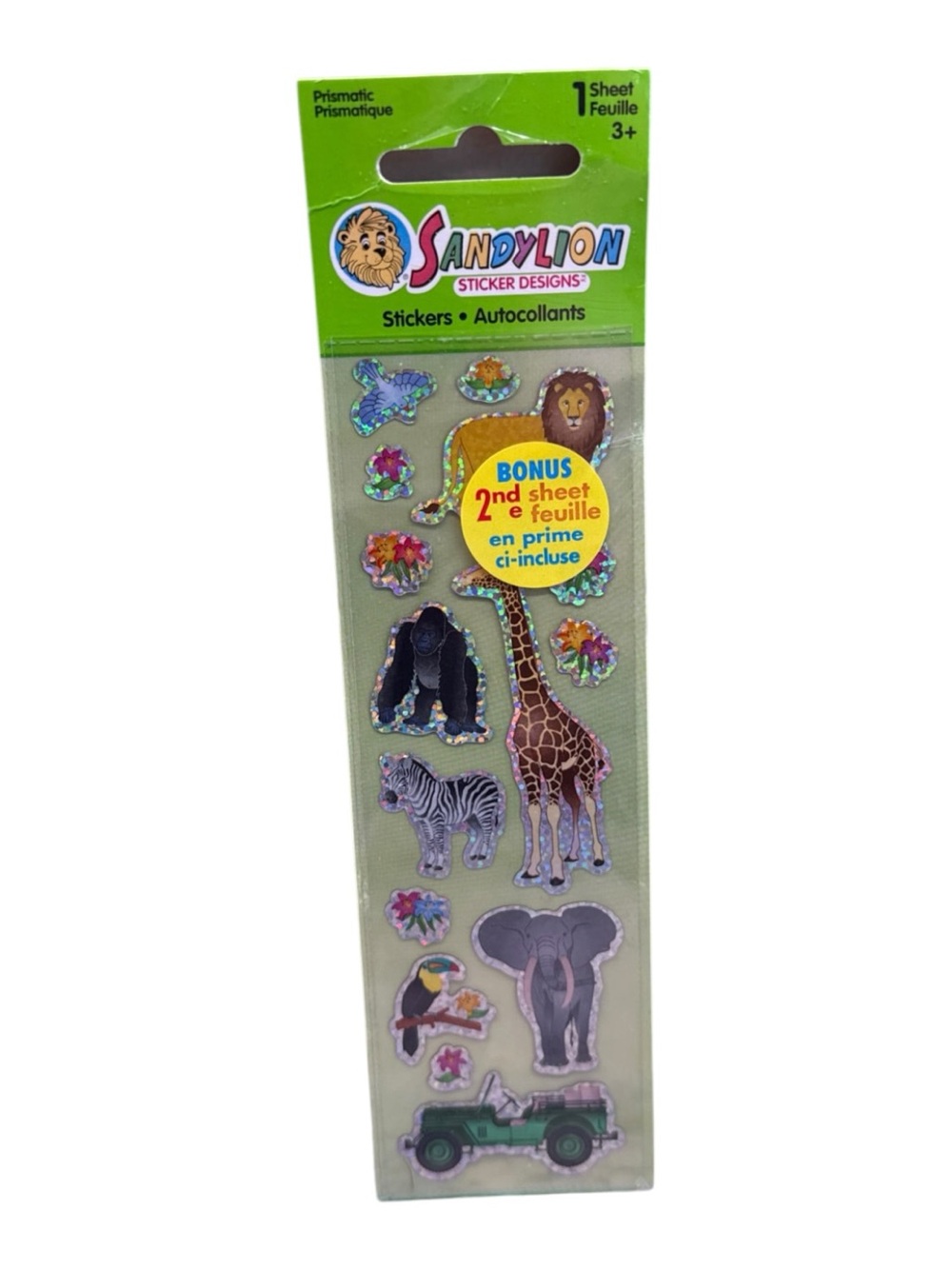 SandyLion Stickers Prismatic Safari Animals Bonus 2nd Sheet Sealed